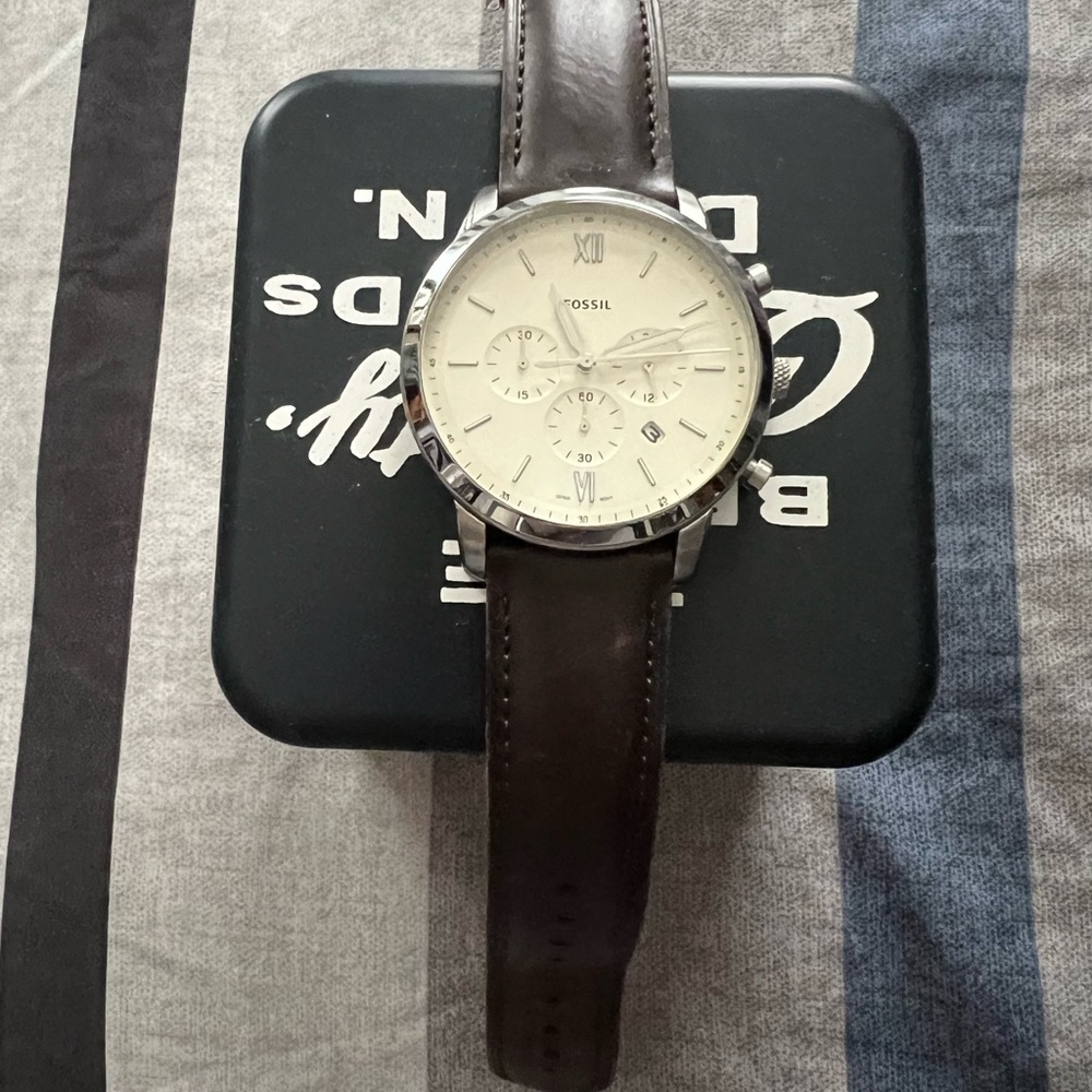 Fossil Men's Dark Brown Leather Strap Watch